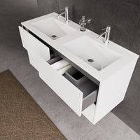 Inda - Mobile bagno L.120 con doppio lavabo lucido / Bianco lucido 4 cassetti - Diamante