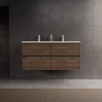 Inda - Mobile bagno L.120 con doppio lavabo lucido / Rovere castano 4 cassetti - Diamante