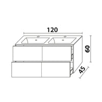 Inda - Mobile bagno L.120 con doppio lavabo opaco / Bianco opaco 4 cassetti - Diamante