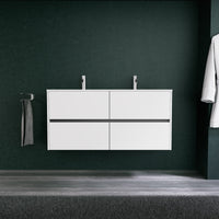 Inda - Mobile bagno L.120 con doppio lavabo opaco / Bianco opaco 4 cassetti - Diamante