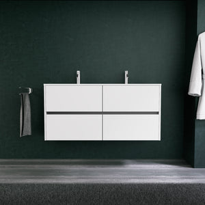 Inda - Mobile bagno L.120 con doppio lavabo opaco / Bianco opaco 4 cassetti - Diamante