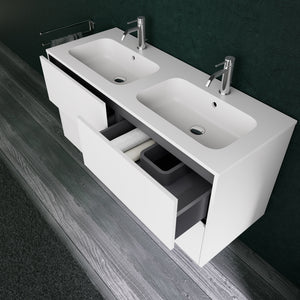 Inda - Mobile bagno L.120 con doppio lavabo opaco / Bianco opaco 4 cassetti - Diamante