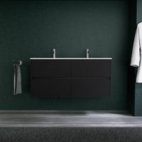 Inda - Mobile bagno L.120 con doppio lavabo opaco / Nero opaco 4 cassetti - Diamante