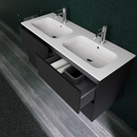 Inda - Mobile bagno L.120 con doppio lavabo opaco / Nero opaco 4 cassetti - Diamante