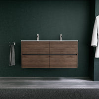 Inda - Mobile bagno L.120 con doppio lavabo opaco / Rovere castano 4 cassetti - Diamante