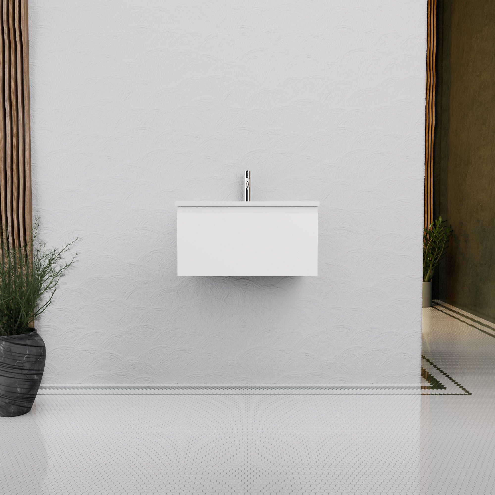 Inda - Mobile bagno L.60 con lavabo lucido / Bianco opaco 1 cassetto - Rubino