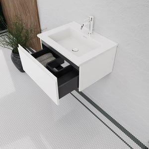 Inda - Mobile bagno L.60 con lavabo lucido / Bianco lucido 1 cassetto - Rubino