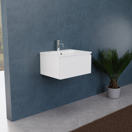 Inda - Mobile bagno L.60 con lavabo opaco / Bianco opaco 1 cassetto - Rubino