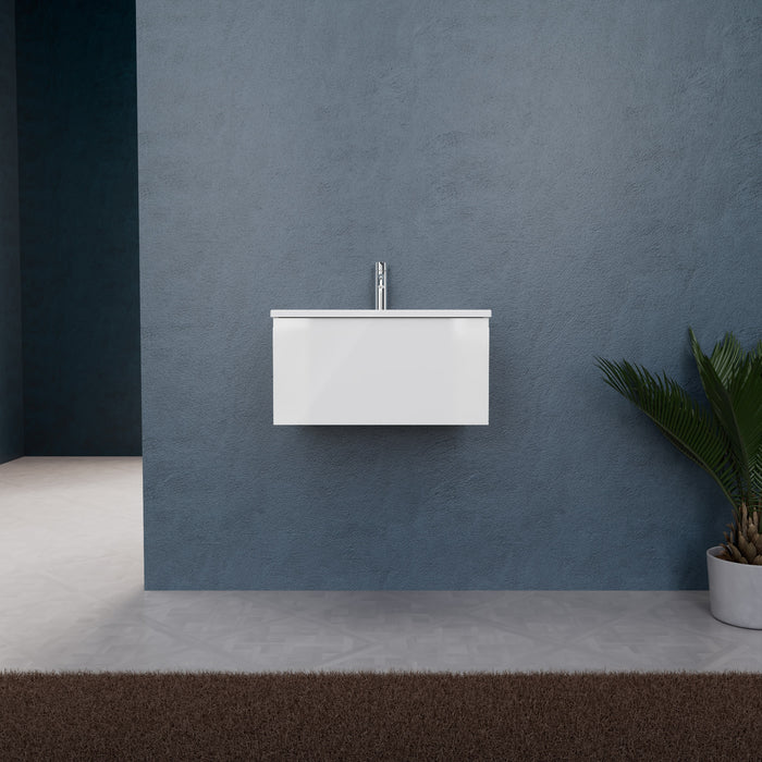 Inda - Mobile bagno L.60 con lavabo opaco / Bianco lucido 1 cassetto - Rubino