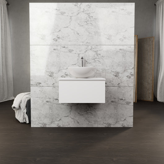 Inda - Mobile bagno L.60 con lavabo in appoggio / Bianco opaco 1 cassetto - Rubino