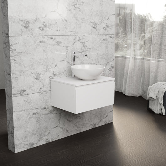 Inda - Mobile bagno L.60 con lavabo in appoggio / Bianco opaco 1 cassetto - Rubino