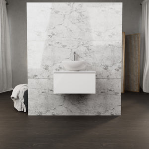 Inda - Mobile bagno L.60 con lavabo in appoggio / Bianco lucido 1 cassetto - Rubino