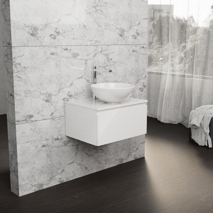 Inda - Mobile bagno L.60 con lavabo in appoggio / Bianco lucido 1 cassetto - Rubino