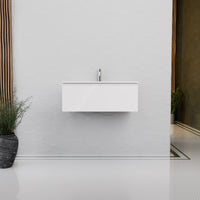 Inda - Mobile bagno L.80 con lavabo lucido / Bianco lucido 1 cassetto - Rubino
