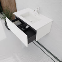 Inda - Mobile bagno L.80 con lavabo lucido / Bianco lucido 1 cassetto - Rubino