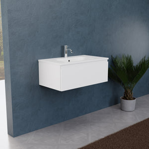 Inda - Mobile bagno L.80 con lavabo opaco / Bianco opaco 1 cassetto - Rubino