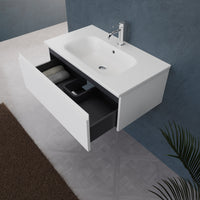 Inda - Mobile bagno L.80 con lavabo opaco / Bianco opaco 1 cassetto - Rubino