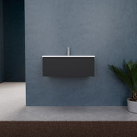 Inda - Mobile bagno L.80 con lavabo opaco / Nero opaco 1 cassetto - Rubino