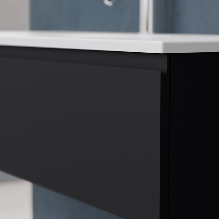 Inda - Mobile bagno L.80 con lavabo opaco / Nero opaco 1 cassetto - Rubino