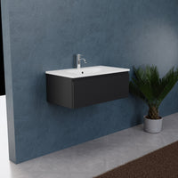 Inda - Mobile bagno L.80 con lavabo opaco / Nero opaco 1 cassetto - Rubino