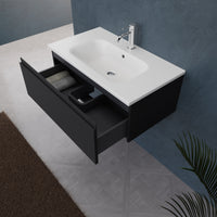 Inda - Mobile bagno L.80 con lavabo opaco / Nero opaco 1 cassetto - Rubino