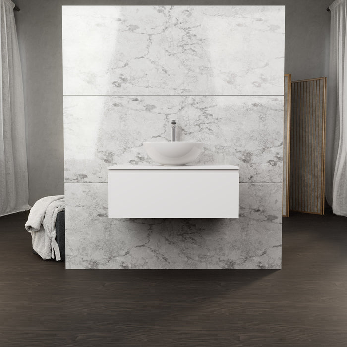 Inda - Mobile bagno L.80 con lavabo in appoggio / Bianco opaco 1 cassetto - Rubino