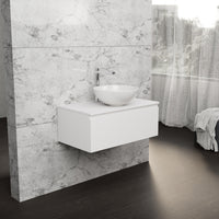 Inda - Mobile bagno L.80 con lavabo in appoggio / Bianco opaco 1 cassetto - Rubino