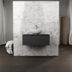 Inda - Mobile bagno L.80 con lavabo in appoggio / Nero opaco 1 cassetto - Rubino