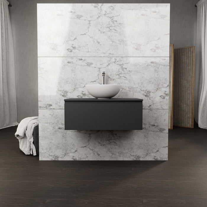 Inda - Mobile bagno L.80 con lavabo in appoggio / Nero opaco 1 cassetto - Rubino