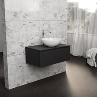 Inda - Mobile bagno L.80 con lavabo in appoggio / Nero opaco 1 cassetto - Rubino