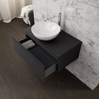 Inda - Mobile bagno L.80 con lavabo in appoggio / Nero opaco 1 cassetto - Rubino