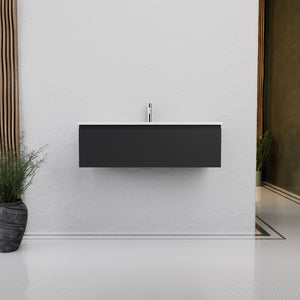 Inda - Mobile bagno L.100 con lavabo lucido / Nero opaco 1 cassetto - Rubino