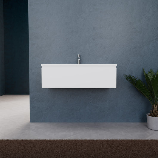 Inda - Mobile bagno L.100 con lavabo opaco / Bianco opaco 1 cassetto - Rubino