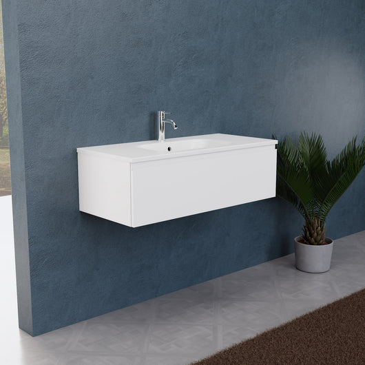 Inda - Mobile bagno L.100 con lavabo opaco / Bianco opaco 1 cassetto - Rubino