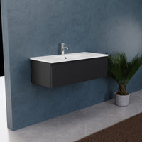 Inda - Mobile bagno L.100 con lavabo opaco / Nero opaco 1 cassetto - Rubino