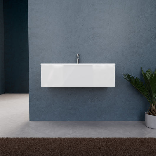 Inda - Mobile bagno L.100 con lavabo opaco / Bianco lucido 1 cassetto - Rubino