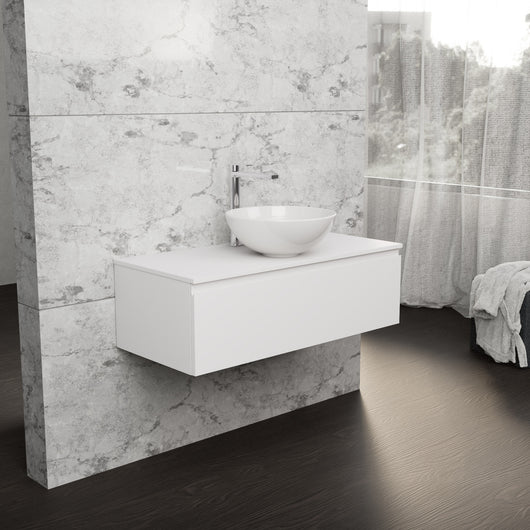 Inda - Mobile bagno L.100 con lavabo in appoggio / Bianco opaco 1 cassetto - Rubino