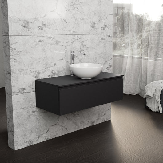 Inda - Mobile bagno L.100 con lavabo in appoggio / Nero opaco 1 cassetto - Rubino