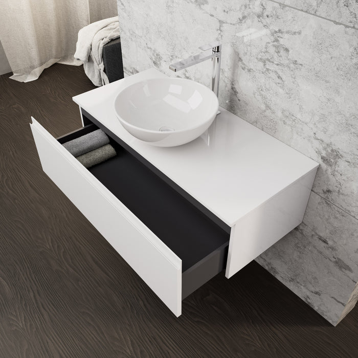 Inda - Mobile bagno L.100 con lavabo in appoggio / Bianco lucido 1 cassetto - Rubino