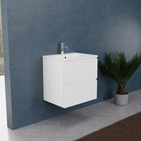 Inda - Mobile bagno L.60 con lavabo opaco / Bianco opaco 2 cassetti - Rubino
