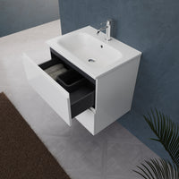 Inda - Mobile bagno L.60 con lavabo opaco / Bianco lucido 2 cassetti - Rubino