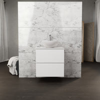 Inda - Mobile bagno L.60 con lavabo in appoggio / Bianco opaco 2 cassetti - Rubino