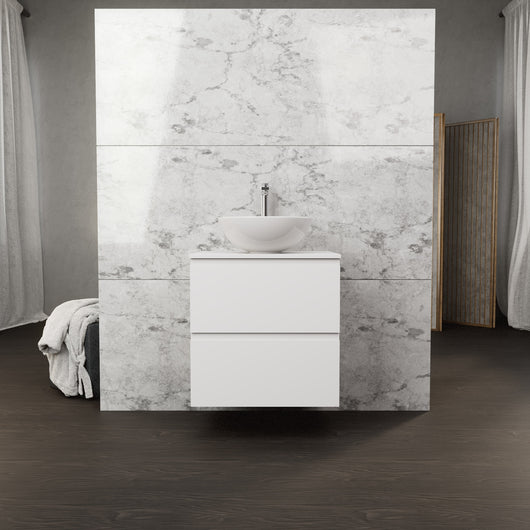 Inda - Mobile bagno L.60 con lavabo in appoggio / Bianco opaco 2 cassetti - Rubino