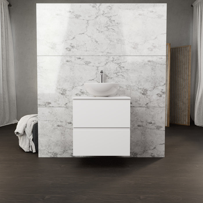 Inda - Mobile bagno L.60 con lavabo in appoggio / Bianco opaco 2 cassetti - Rubino