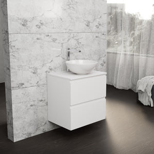 Inda - Mobile bagno L.60 con lavabo in appoggio / Bianco opaco 2 cassetti - Rubino