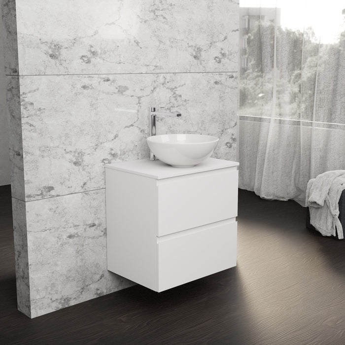 Inda - Mobile bagno L.60 con lavabo in appoggio / Bianco opaco 2 cassetti - Rubino