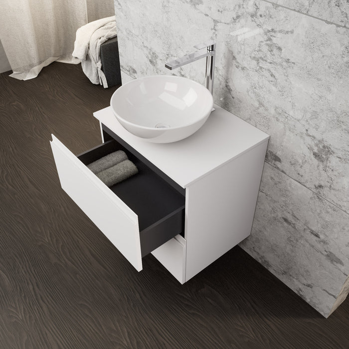Inda - Mobile bagno L.60 con lavabo in appoggio / Bianco opaco 2 cassetti - Rubino
