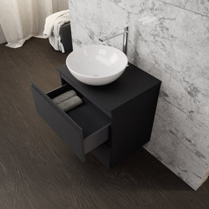 Inda - Mobile bagno L.60 con lavabo in appoggio / Nero opaco 2 cassetti - Rubino