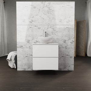 Inda - Mobile bagno L.60 con lavabo in appoggio / Bianco lucido 2 cassetti - Rubino
