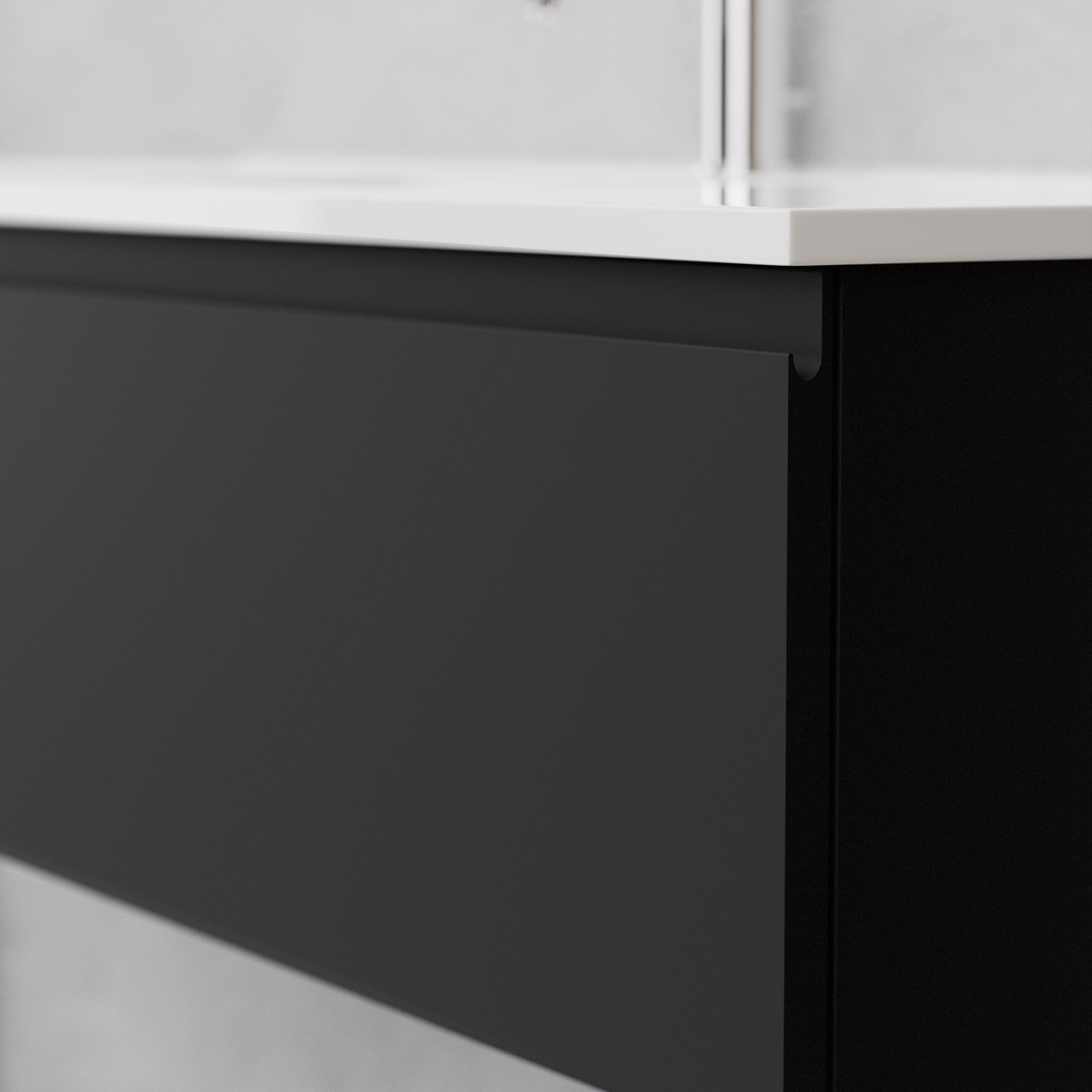 Inda - Mobile bagno L.80 con lavabo lucido / Nero opaco 2 cassetti - Rubino